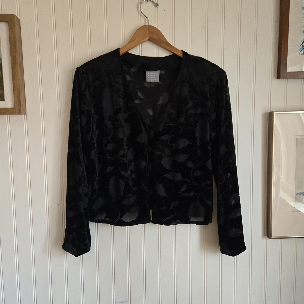 Rabbit Rabbit Rabbit Vintage Black Floral Velvet Jacket Cardigan
